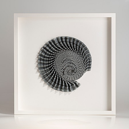 'Ammonite Shadow - Azurite Swirl' trevira thread, canvas, 53x53x7cm, Hannah White - credit Beytan Erkmen