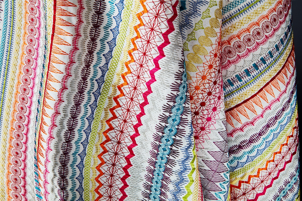 'Mikado' fabric, rainbow, James Hare at Marvic Textiles