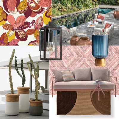 A moodboard of images of outdoor products from the Design Centre's showrooms
