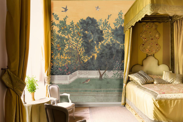 Livia's Garden wallcovering by Iksel, in a medieval castle in the South of France