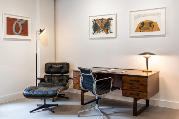 Vintage furniture and lighting in the Antique Modern Mix showroom at the Design Centre