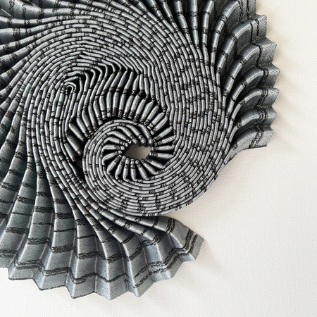 'Ammonite Shadow - Azurite Swirl' trevira thread, canvas, 53x53x7cm, Hannah White (2) - credit Beytan Erkmen