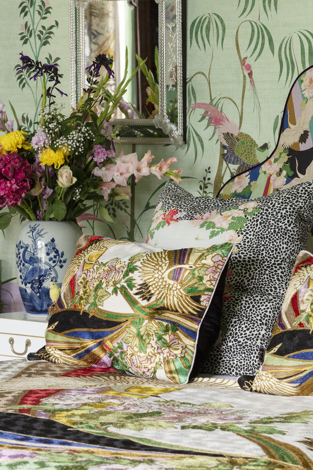 A detail of cushions and fabrics by Wendy Morrison Design
