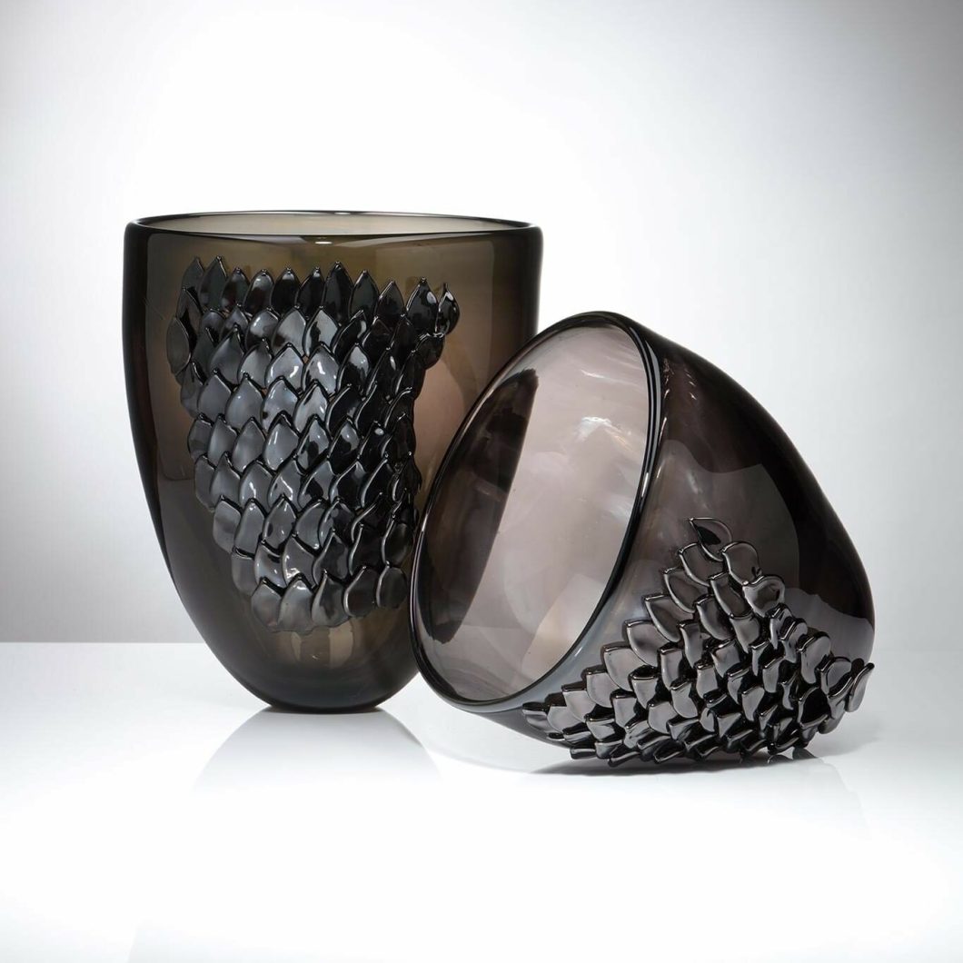 'Undule Vessels' lampworked and blown glass, Laura Quinn
